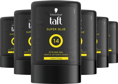 Taft Men Power Gel Super Glue Hold 14 - Haarstyling - Haargel - Sterke Fixatie - Voordeelverpakking - 6x 300 ml
