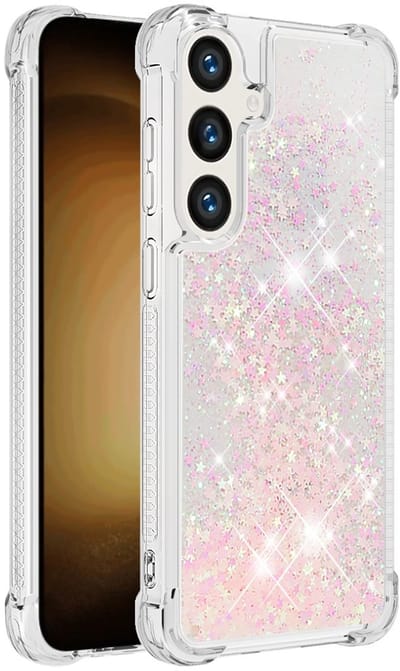 Coverup Hoesje - Geschikt voor Samsung Galaxy S26 Hoesje - Coverup Liquid Glitter Back Cover - Roze
