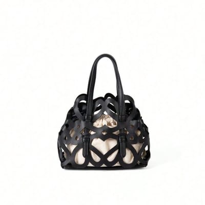 Holle Groentemand Tas Dames Trekkoord Binnentas Schoudertas Trendy Crossbody Tas black veelkleurig