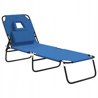 Opvouwbare Ligstoel Blauw Oxford Stof & Staal voor Balkon & Tuin
