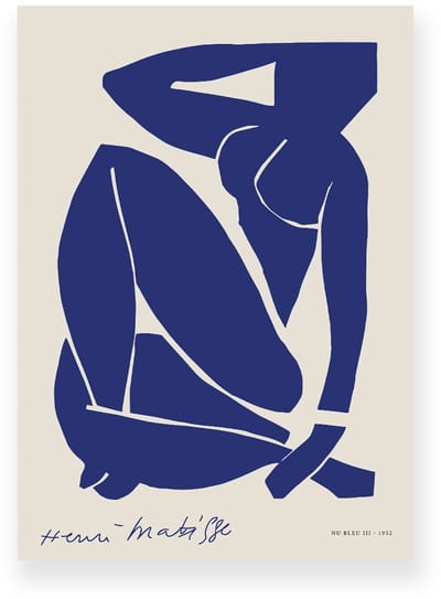Poster 20x30 cm - Blue Nude III - Henri Matisse - Blauw - Beige - Abstract - Modern - Muurdecoratie - Wanddecoratie