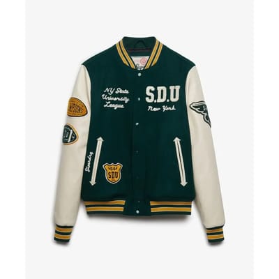 Superdry Vintage Patched Varsity Jas Green Grootte: XL