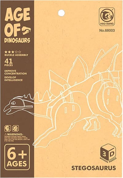 Lobbes houten bouwpakket dino Stegosaurus 3D puzzel speelgoed.