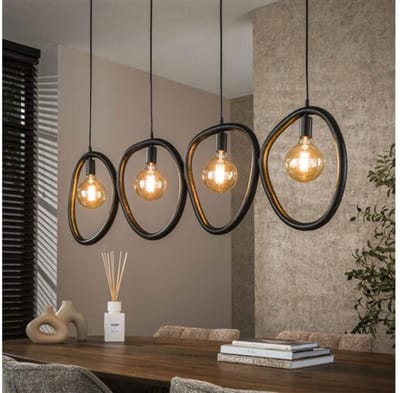Hanglamp 4L organic steel - Artic zwart