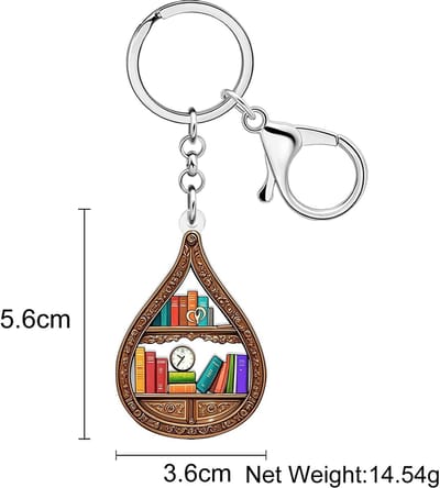 Dailygoods- Boekenkast Vintage Sleutelhanger - Acryl Sleutelhanger - Boekenplank - Boekenkast Charme - Boek Liefhebbers - Perfect Cadeau