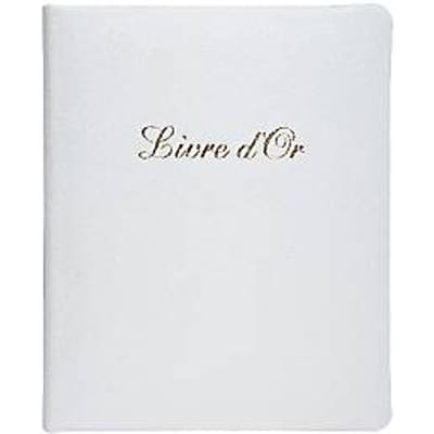 Exacompta Gastenboek Alpillez Wit, echt leer 26x22 cm, 70 blanco vellen, vergé 110 g/m², gouden bies, geschenkverpakking