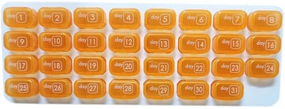 Pillendoos-Pillendoosjes-Medicijndoosje-31 dagen-Medicijn Organizer-Maandelijkse pillendoos-Verwijderbaar-Zeer geschikt voor op reis, medicijndoos voor onderweg-Oranje