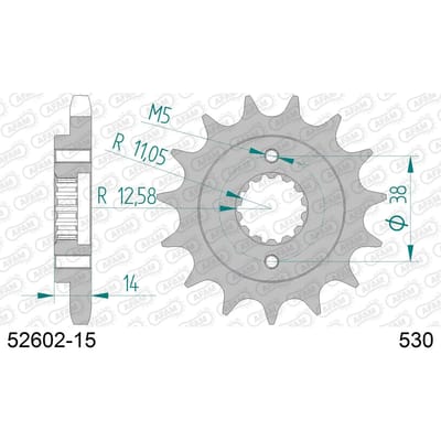 Stalen motortandwiel voor Afam 530 15 dents