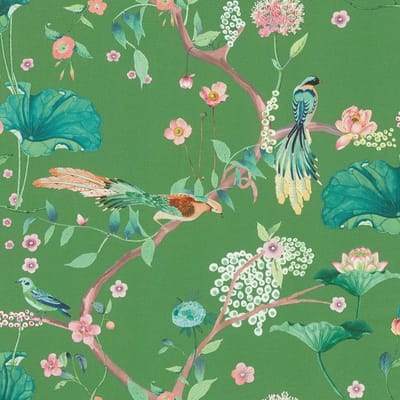 Botanisch tropical aziatisch bloemen vogel behang 539455