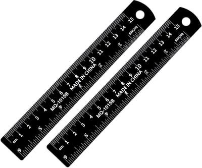 SnelShoppen - 2 stuks metalen liniaal 15 cm | Dubbele schaal liniaal, 15 cm, schoolliniaal, kantoorliniaal, technische tekeningen, lichtgewicht alumin