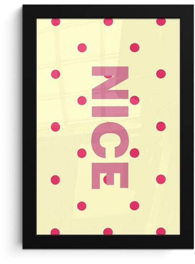 Poster in lijst - Fotolijst 20x30 cm - Posters - Nice - Stippen - Roze - Geel - Posterlijst zwart - Decoratie - Wanddecoratie woonkamer - Muurdecoratie slaapkamer