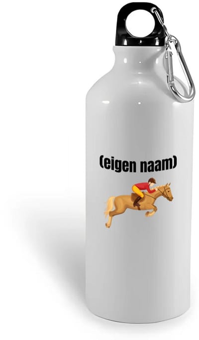 Hacebo® - paardrijden jockey met eigen naam waterfles - Paarden - paarden/jockey liefhebbers - iemand die houdt van paarden of jockey - verjaardag - cadeau - kado - water fles - 400ML