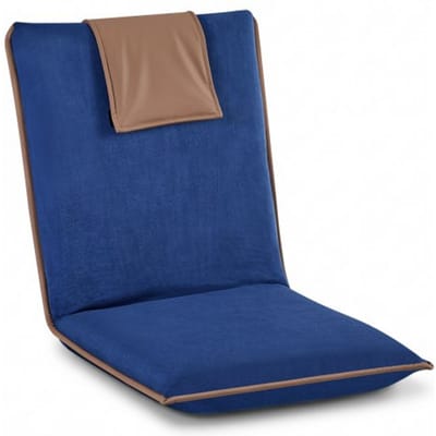 VEVOR Vloerstoel, 6-Voudig Verstelbaar, Vloerfauteuil met Rugleuning, Relaxfunctie met Metalen Frame, Schuim en Velours Bekleding, Vloerstoel om Te Lezen en Te Ontspannen, Donkerblauw