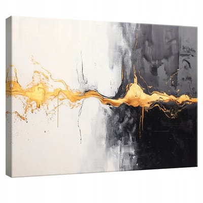WALLARENA - Canvas schilderij - 100x70 cm - abstractie goud op canvas voor slaapkamer, woonkamer, keuken