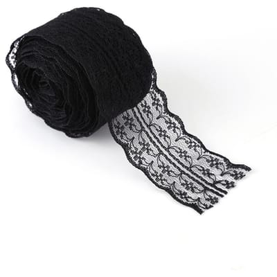 10m/rol 4,5 cm breed kantlint DIY decoratief kantwerk voor bruiloften, verjaardagen en Kerstmis(zwart) black