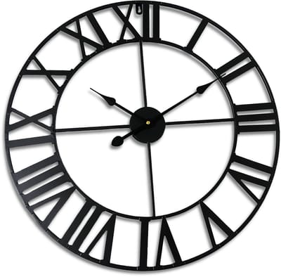 Wandklok - Ø 60 cm - Romeinse cijfers - zwart