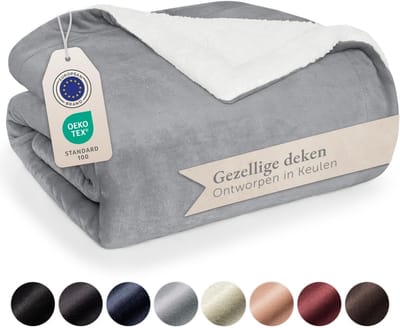 Pluizige Sherpa Deken - Superzachte Fleece Deken voor Woonkamer en Bed - 220 x 240 cm - Grijs