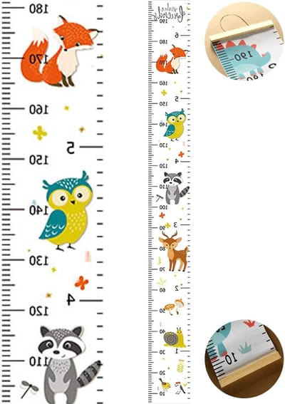 Verstelbare Hoogtemeter voor Kinderen - Groeimeter Wanddecoratie voor Babykamer en Kinderkamer, 200 cm x 20 cm, Meetlat voor Groei en Ontwikkeling