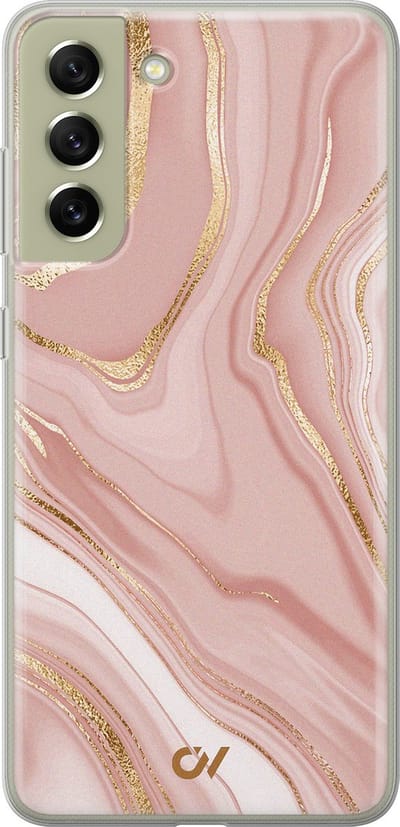 Hoesje geschikt voor Samsung Galaxy S21 FE hoesje - Rose Marble - - Roze - - Casevibes