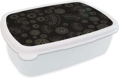 Broodtrommel Wit - Lunchbox - Brooddoos - Poker - Speelkaarten - Gokken - Patroon - 18x12x6 cm - Volwassenen