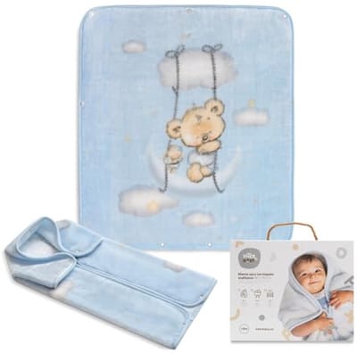 3-in-1 Multifunctionele Babydeken - Knuffeldeken & Voetenzak - 80 x 90 cm - Blauw