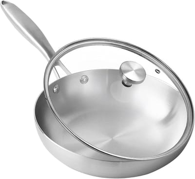 Koekenpan - Koekenpan met deksel - Lekker Koken - Antiaanbaklaag - 28 cm - Zilver