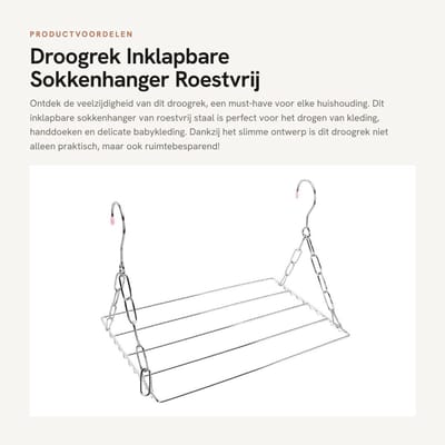 Dailygoods- Droogrek Inklapbaar - Multifunctioneel - Wanddroogrek - Lichtgewicht - Verstelbaar - Geschikt voor Kleding en Handdoeken - Wasrek