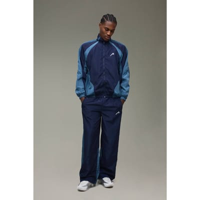 MAN Active Funnel Neck Track Jacket & Relaxed Jogger Nylon Tracksuit | Navy | Size Small