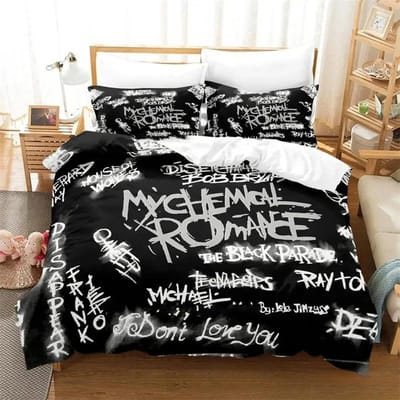 3D Geprinte My Chemical Romance Beddengoedsets Exquise Beddengoedset Dekbedovertrek Bedsprei Set Luxe Verjaardagscadeau 70x133cm 2pcs