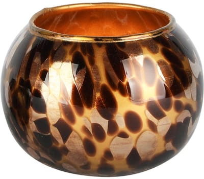 Dekoratief | Theelichthouder 'Brown Cheena', glas, 10x10x13cm | A258118