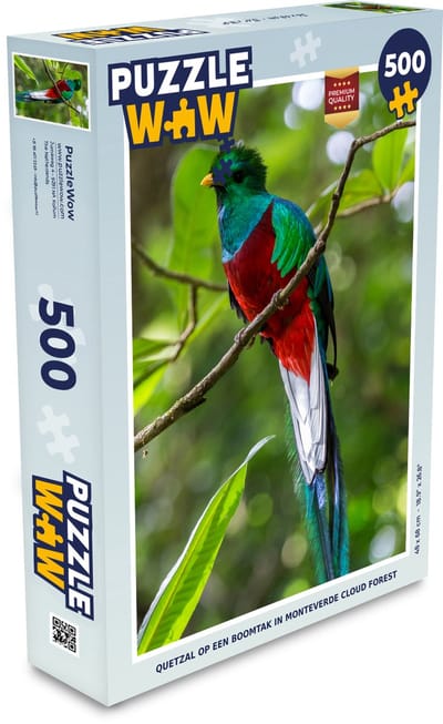Puzzel Quetzal op een boomtak in Monteverde Cloud Forest - Legpuzzel - Puzzel 500 stukjes