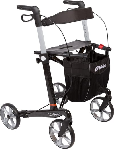 Gepard Ultra Lichtgewicht Carbon Rollator - Slechts 5,1 kg - Opvouwbaar - Small 55 cm zithoogte - Binnen en Buiten - Zwart
