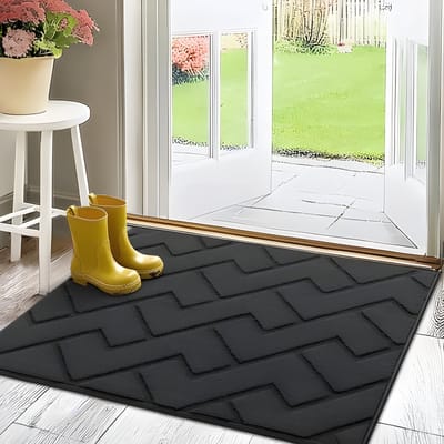 Deurmat Binnen - Antislip, Machinewasbaar, Waterabsorberend - Schoonloopmat voor Voordeur, Gang, Entree, Keuken, Slaapkamer - Donkergrijs (80x100 cm)