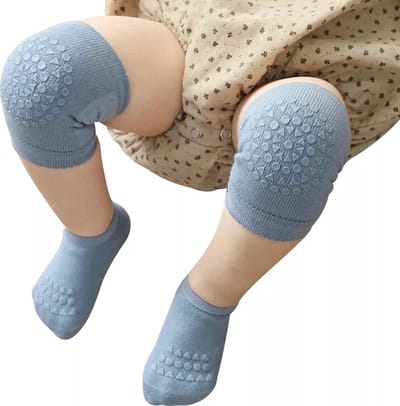 Knie en sokken beschermers - 2 Delig - anti slip - baby kruipbeschermers - BLAUW