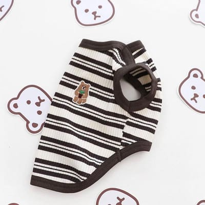 Printemps et Été Chien Rayé Ours Gilet Tricoté Animal de Compagnie Été Respirant Mignon Vent Chat Deux Pattes Teddy Vêtements XL café