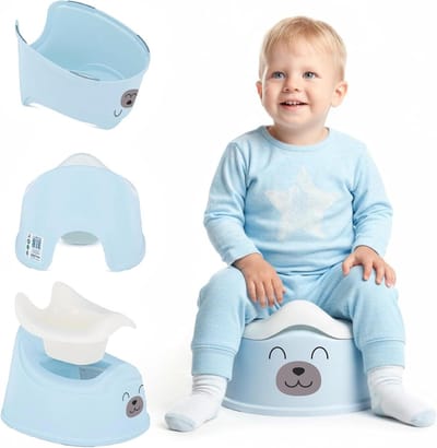 Potje voor kinderen - Zindelijkheidstrainer Peuter - Zelfstandig leren zindelijk - Verwijderbare inzet - Tot 15 kg - Blauw-Wit