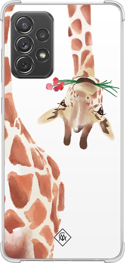 Casimoda® hoesje - Geschikt voor Samsung Galaxy A52 5G - Giraffe - Shockproof case - Extra sterk - TPU/polycarbonaat - Bruin/beige, Transparant