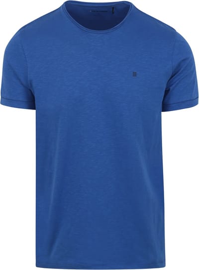 T-shirt met ronde hals, opgerolde mouwen en subtiele logoprint