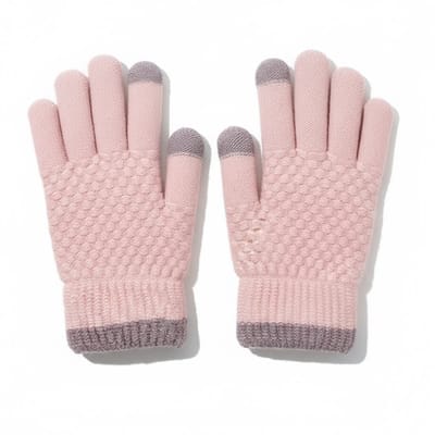 QTTVBTNA - Dames Winter Handschoenen - Gebreide Warmte Handschoenen - Dikke Fleece Binnenvoering - Touchscreen handschoenen - Roze - Eén maat - 1 Paar