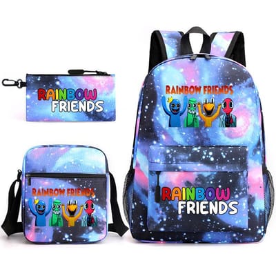 Rainbow Friends Omringende Rugzak Basisschoolleerling Sterrenhemel Schooltas Driesets 17 inch backpack