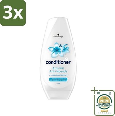 3 x Schwarzkopf - Conditioner - Anti-Klit - Lang of Krullend haar - 250ml - Grootverpakking - Anti-klit - Haar Verzorging - Klitvrij Haar - Soepel Haar - Zacht Haar