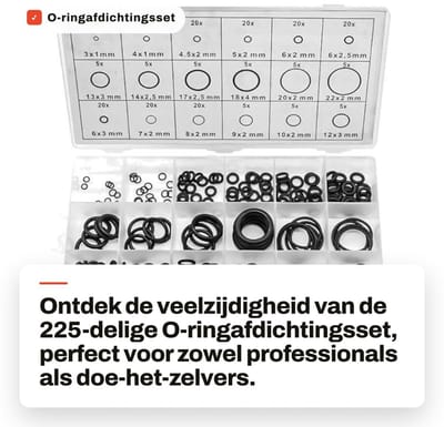 Dailygoods - O-ringafdichtingsset - 225-delige set - rubberen afdichtingen - veelzijdig gebruik - hittebestendig en UV-bestendig - ideaal voor loodgie...