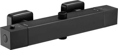Auralum Max Thermostatische Douchekraan - Douchemengkraan met 2 Uitgangen - Vierkante douchekraan - met 38°C Veiligheidsknop - 15 cm Hartafstand - Zwart