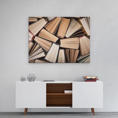 Artaza Canvas Schilderij Boeken - 80x60 cm - Wanddecoratie Woonkamer - Muurdecoratie Kantoor - Decoratie Bibliotheek