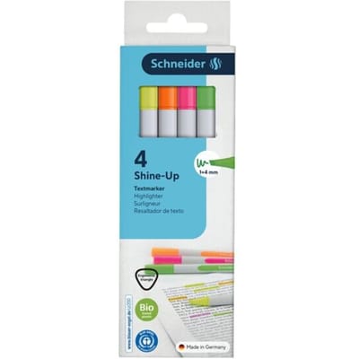Schneider markeerstift tekstmarker - Shine-up - etui 4 stuks - assorti kleuren - S-112094