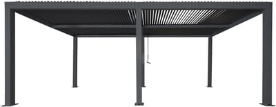 Pergola MCW-L46, tuinpaviljoen met latten, 11cm aluminium frame, stormvaste regengoot, 3x6m ~ antraciet