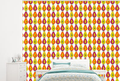 Behang - Fotobehang Retro - Design - Peer - Fruit - Breedte 300 cm x hoogte 240 cm