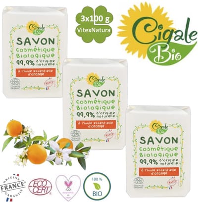 Cigale Bio | 3x100g sinaasappelbloesem essentiële olie zeep | Zonder conserveermiddel Zonder kleur