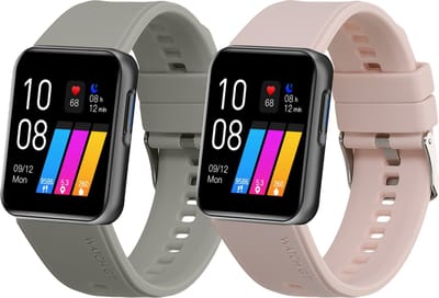 kwmobile 2x horlogebandjes geschikt voor GRV 22mm Smartwatch bandje - Smartwatch bandjes van TPU - Activity tracker horloge band in oudroze / grijs
