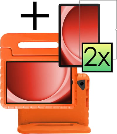 Hoes - Geschikt voor Samsung Galaxy Tab A9 - Met 2x Screenprotector - Kinderhoes Shockproof Bumper - Kidsproof Case - Tablet Hoesje - Kinder Cover - Oranje